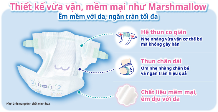 Thiết kế vừa vặn, mềm mại như Marshmallow, &Ecirc;m mềm với da, ngăn tr&agrave;n tối đa