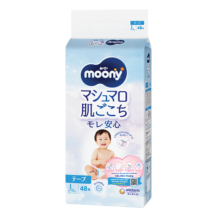 T&atilde; d&aacute;n Moony Blue &Ecirc;m mềm như Marshmallow, an t&acirc;m ngăn tr&agrave;n Cỡ L